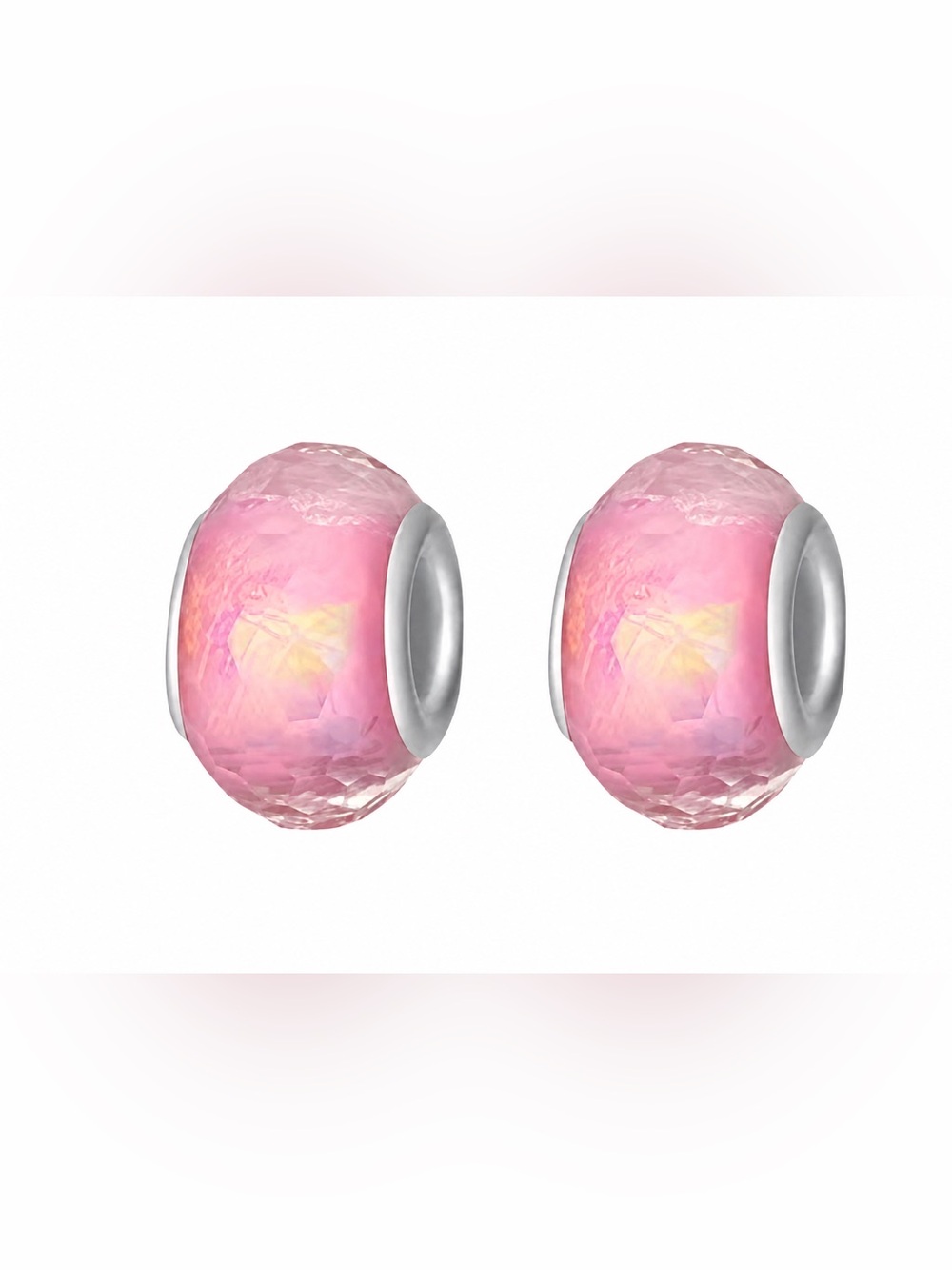 🌸 Pink Faceted Charm Beads Set of 2 Bracelet Charms